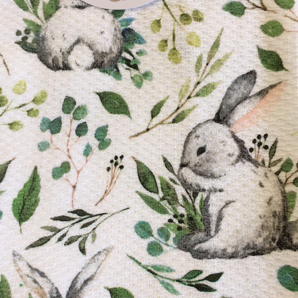Bunnies in the Garden Easter Spring Kitchen Towels Set of Two Cotton NWT 18x28” - Picture 3 of 16